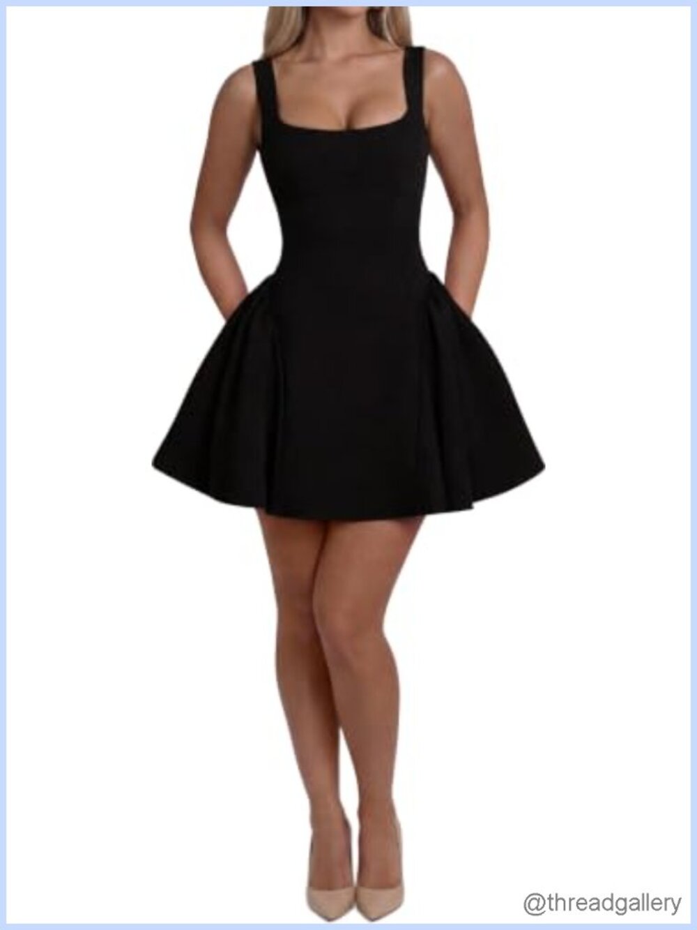 Sleeveless Square Neck A-Line Mini Party Prom Dress Polyester Spandex